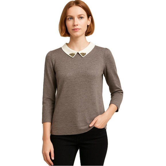 Loft, LOFT 100% Cotton Peter Pan Collar Sweater, Size M - Picture 1 of 12